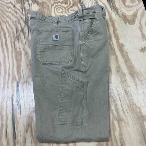 Carhartt Dungaree Relaxed Fit Work Pants 38X30 Beige Canvas Utility Workwear - Picture 7 of 12